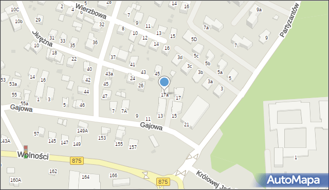 Mielec, Gajowa, 17a, mapa Mielca