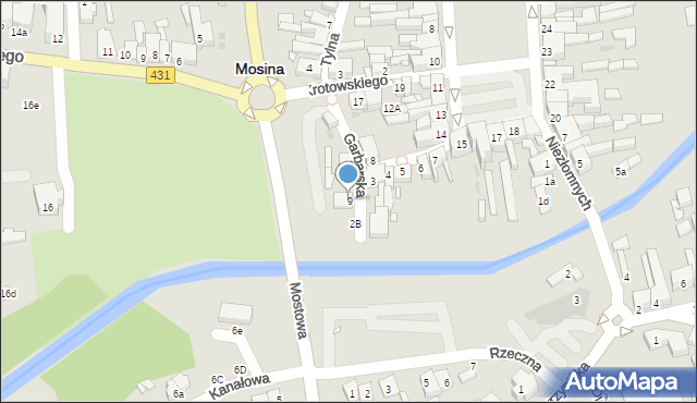 Mosina, Garbarska, 9, mapa Mosina