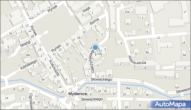 Myślenice, Gałczyńskiego Konstantego Ildefonsa, 9, mapa Myślenice