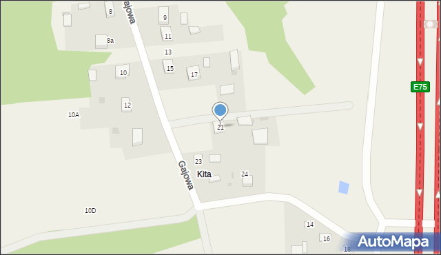 Nierada, Gajowa, 21, mapa Nierada