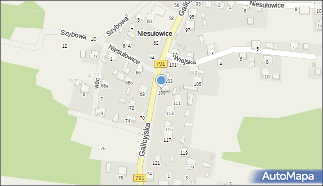 Niesułowice, Galicyjska, 109, mapa Niesułowice