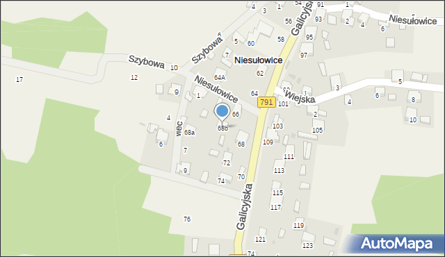 Niesułowice, Galicyjska, 68b, mapa Niesułowice