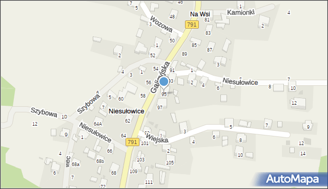 Niesułowice, Galicyjska, 95, mapa Niesułowice