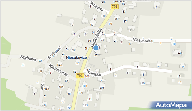 Niesułowice, Galicyjska, 97, mapa Niesułowice