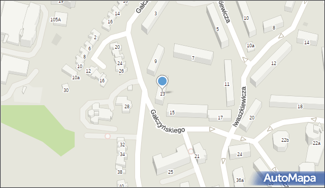 Olsztyn, Gałczyńskiego Konstantego Ildefonsa, 13, mapa Olsztyna