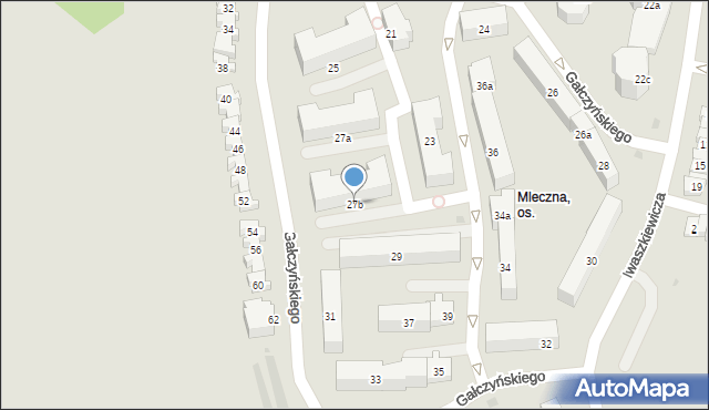 Olsztyn, Gałczyńskiego Konstantego Ildefonsa, 27b, mapa Olsztyna
