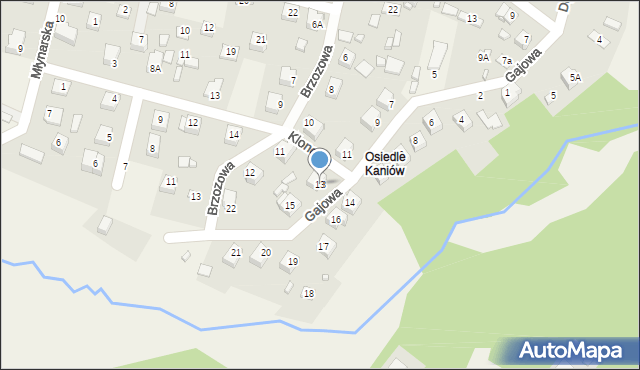 Osiedle Kaniów, Gajowa, 13, mapa Osiedle Kaniów