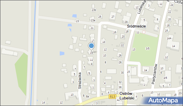 Ostrów Lubelski, Garbarska, 13, mapa Ostrów Lubelski
