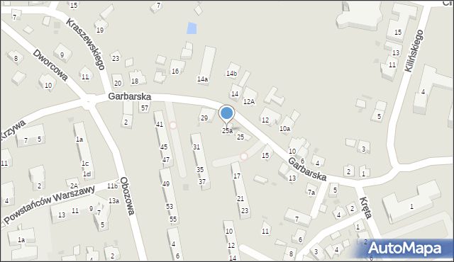 Oświęcim, Garbarska, 25a, mapa Oświęcimia