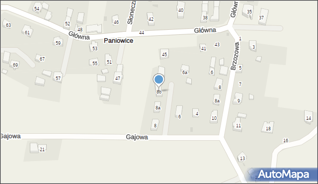 Paniowice, Gajowa, 8b, mapa Paniowice