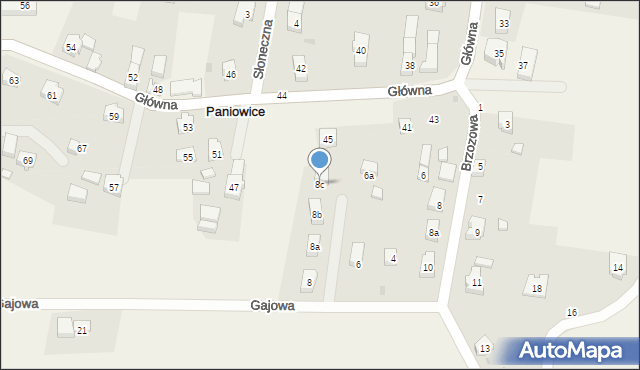 Paniowice, Gajowa, 8c, mapa Paniowice