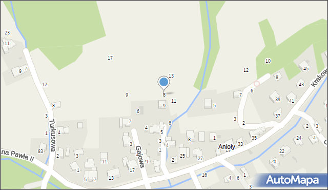 Pewel Ślemieńska, Gajowa, 8, mapa Pewel Ślemieńska