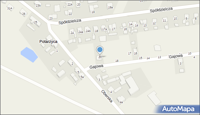 Potarzyca, Gajowa, 20, mapa Potarzyca