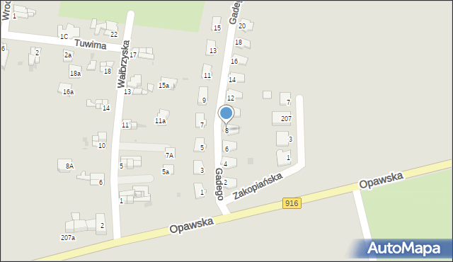 Racibórz, Gadego Bernarda, ks. prał., 8, mapa Racibórz