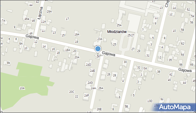 Radom, Gajowa, 24, mapa Radomia