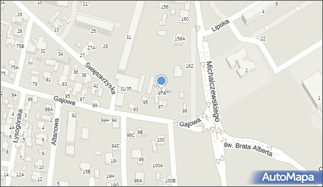 Radom, Gajowa, 97A, mapa Radomia