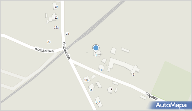 Rawicz, Gajowa, 1, mapa Rawicz