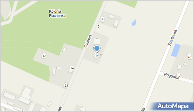 Ruchna, Gajowa, 9, mapa Ruchna