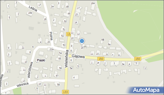 Sieraków, Gajowa, 14, mapa Sieraków