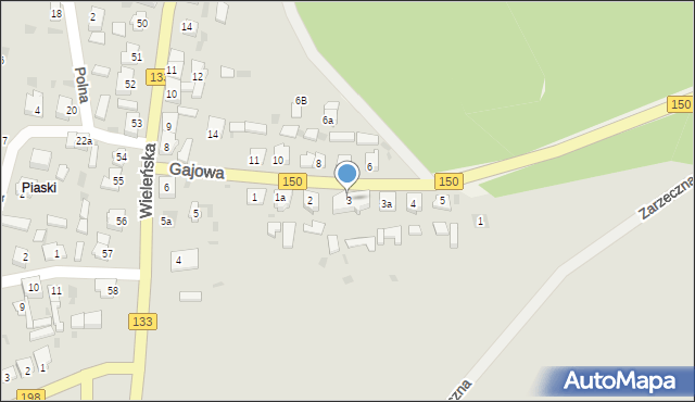 Sieraków, Gajowa, 3, mapa Sieraków