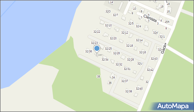 Sławica, Gacka, 32/35, mapa Sławica