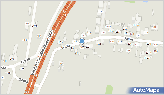 Sosnowiec, Gacka, 100, mapa Sosnowca