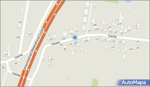 Sosnowiec, Gacka, 102, mapa Sosnowca