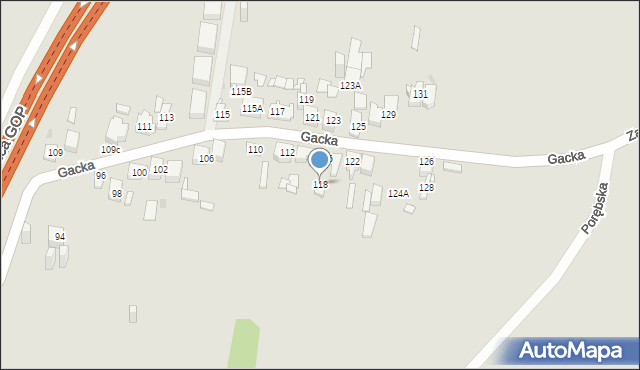 Sosnowiec, Gacka, 118, mapa Sosnowca