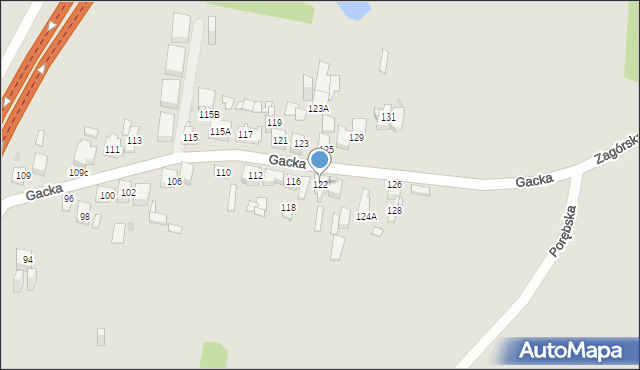 Sosnowiec, Gacka, 122, mapa Sosnowca