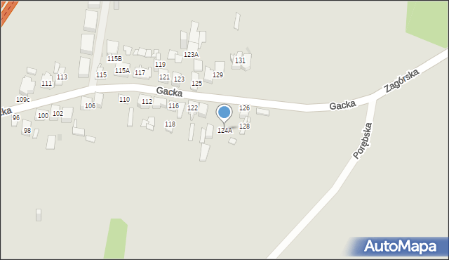 Sosnowiec, Gacka, 124A, mapa Sosnowca