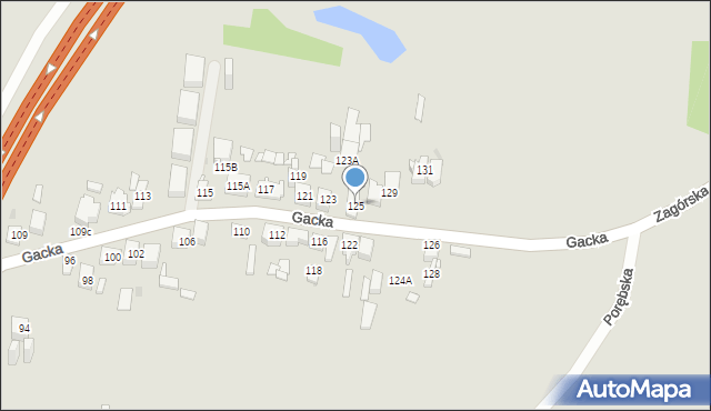 Sosnowiec, Gacka, 125, mapa Sosnowca