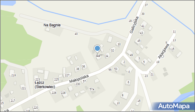 Sterkowiec, Galicyjska, 34a, mapa Sterkowiec