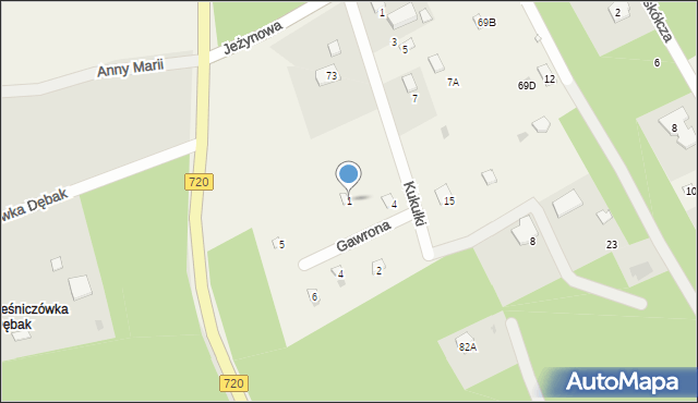 Strzeniówka, Gawrona, 1, mapa Strzeniówka