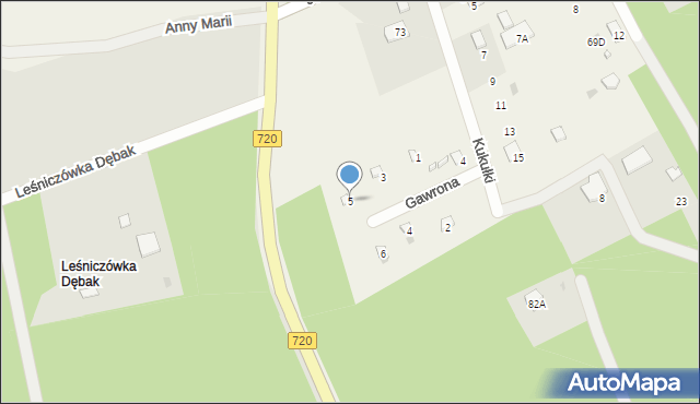 Strzeniówka, Gawrona, 5, mapa Strzeniówka