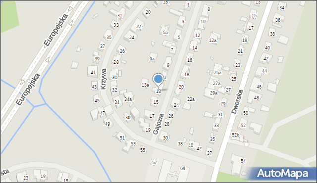 Szczecin, Gajowa, 13, mapa Szczecina