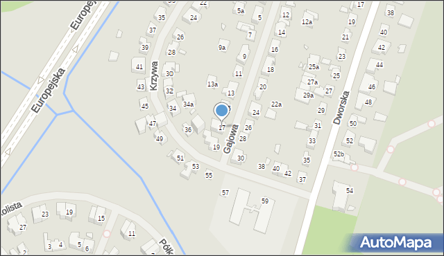 Szczecin, Gajowa, 17, mapa Szczecina