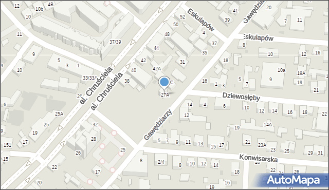 Warszawa, Gawędziarzy, 27A, mapa Warszawy