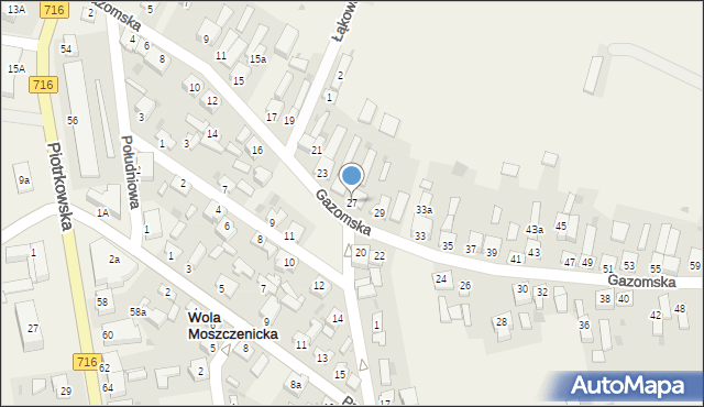 Wola Moszczenicka, Gazomska, 27, mapa Wola Moszczenicka