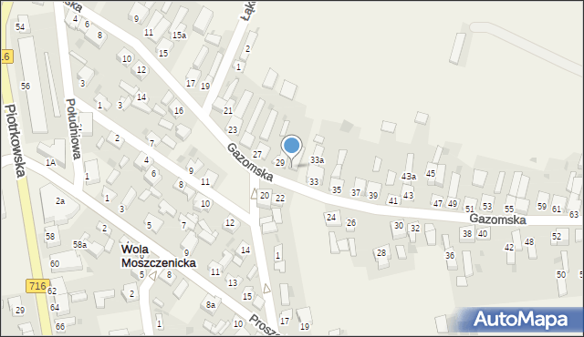 Wola Moszczenicka, Gazomska, 31, mapa Wola Moszczenicka