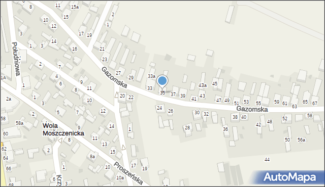 Wola Moszczenicka, Gazomska, 35, mapa Wola Moszczenicka