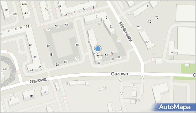 Wrocław, Gazowa, 72, mapa Wrocławia