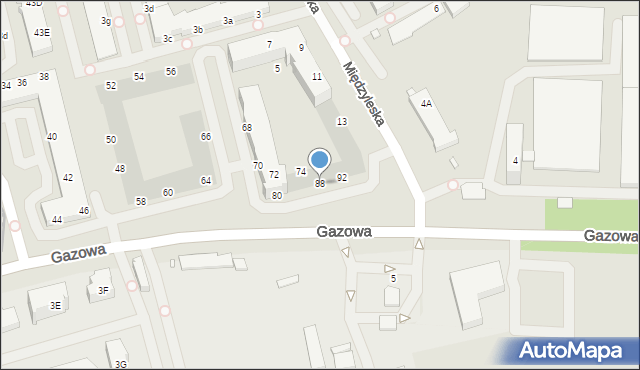Wrocław, Gazowa, 88, mapa Wrocławia