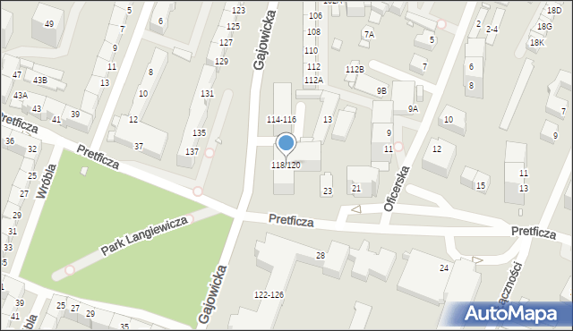 Wrocław, Gajowicka, 118/120, mapa Wrocławia