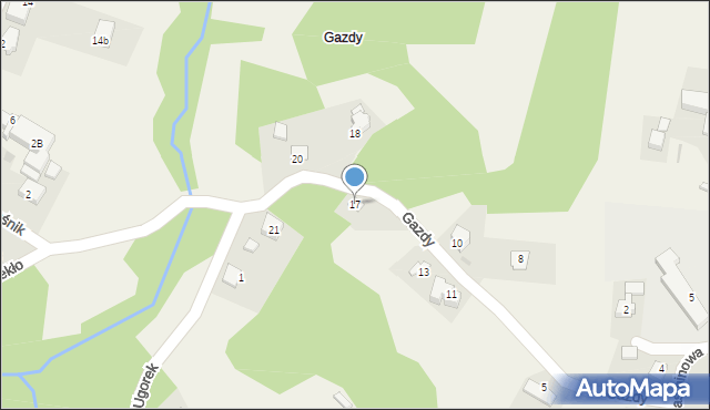 Wrząsowice, Gazdy, 17, mapa Wrząsowice