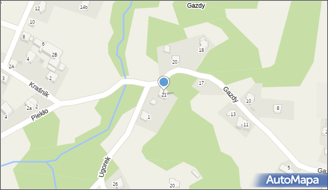 Wrząsowice, Gazdy, 21, mapa Wrząsowice