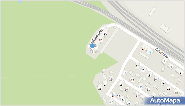 Zabrze, Gawrona Józefa, 1F, mapa Zabrza