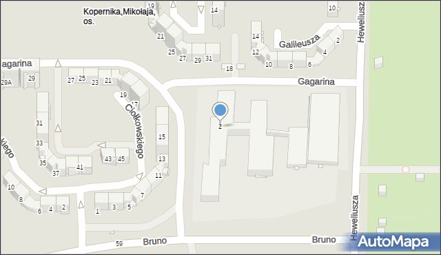 Zabrze, Gagarina Jurija, 2, mapa Zabrza