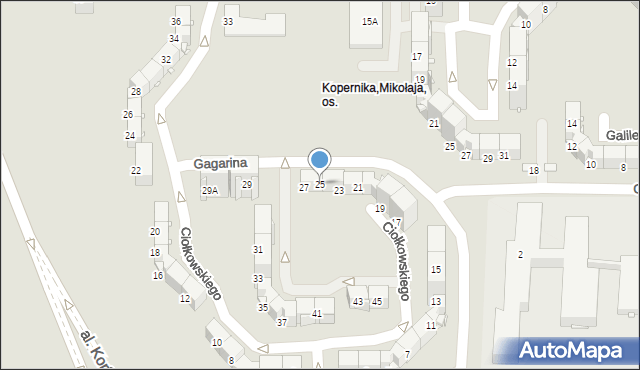 Zabrze, Gagarina Jurija, 25, mapa Zabrza