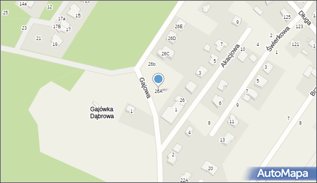 Zakrzewo, Gajowa, 26A, mapa Zakrzewo