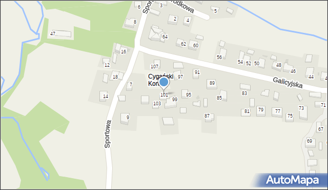 Zalas, Galicyjska, 101, mapa Zalas